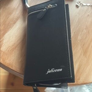 Black Wallet with Silver Accents